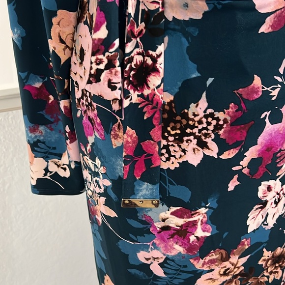Thalia Blue Pink Floral Wrap Dress L - Picture 10 of 10